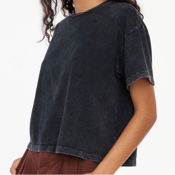 Anthropologie X LACAUSA Boxy Tee black Mineral Wash - Picture 3 of 5